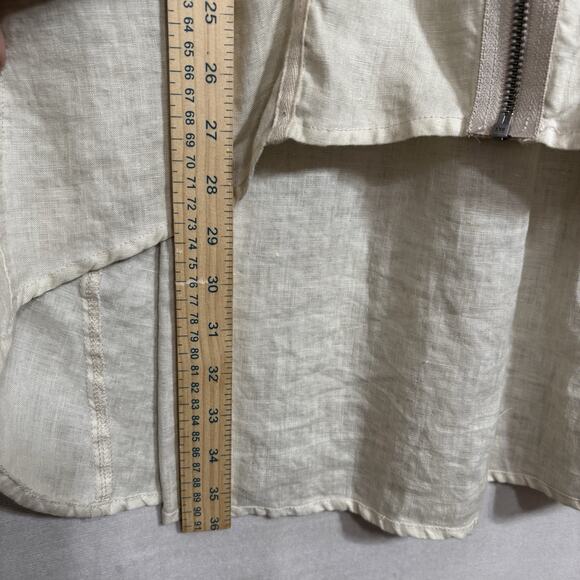 Luii Womens Linen Full Zip Sleeveless Top Large Lagenlook Minimalist Natural - Picture 7 of 9